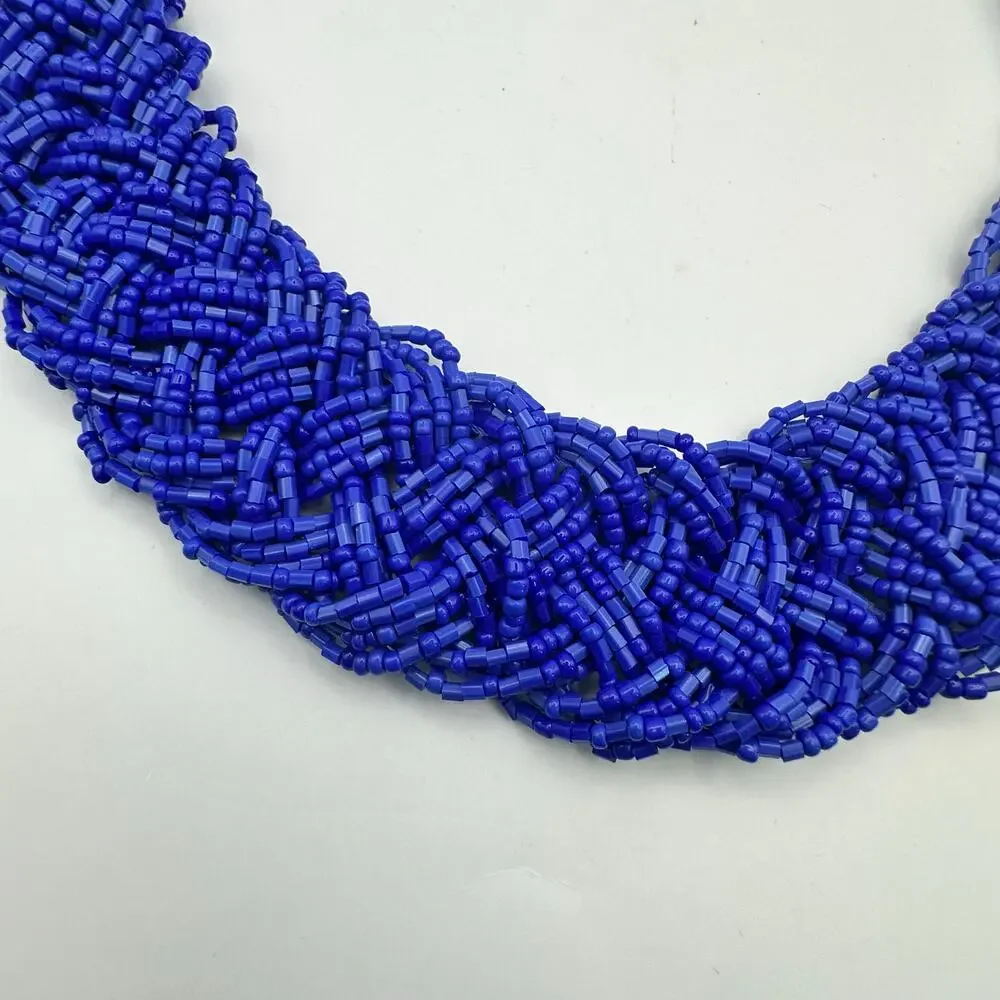 Glass Seed Beads Braided Chunky Necklace Statement Maximalism Choker